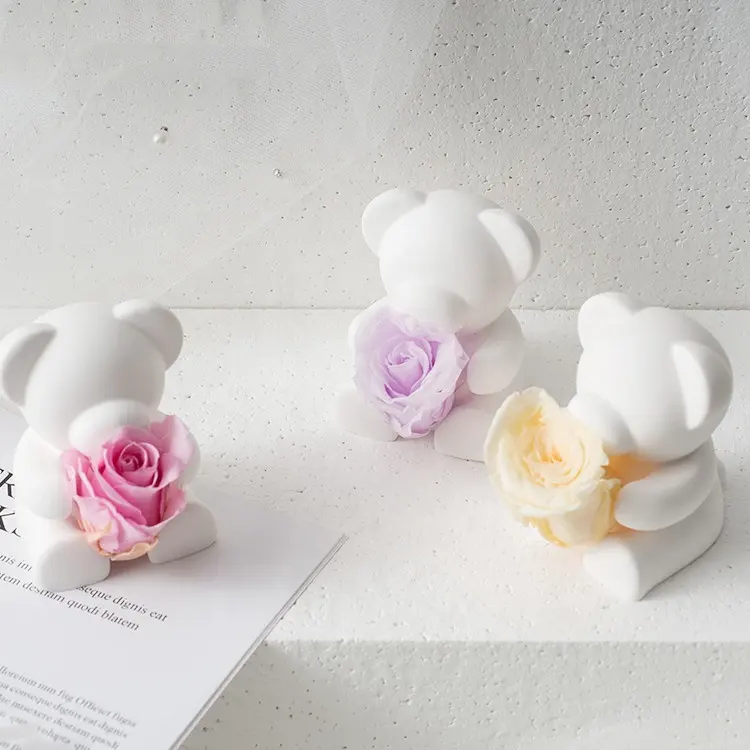 3D Cute Bear Home Decoration Aroma therapie Duft Keramik Aroma Gips Ätherisches Öl Duft Blumen diffusor