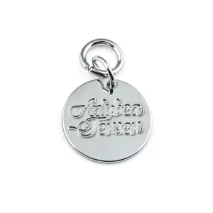 Ronde Vorm Metalen Tag met Gegraveerd Logo, Handtas Accessoires Custom Kleine Metalen Naam Tag Plaat met Ring
