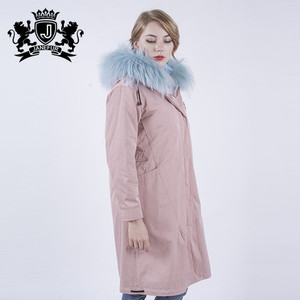Nouveau Design <span class=keywords><strong>De</strong></span> Mode Style Réel <span class=keywords><strong>De</strong></span> Fourrure Doublé Ladies Rose Parka Manteau Avec Fourrure <span class=keywords><strong>De</strong></span> Raton Laveur Capot - Product Image 2