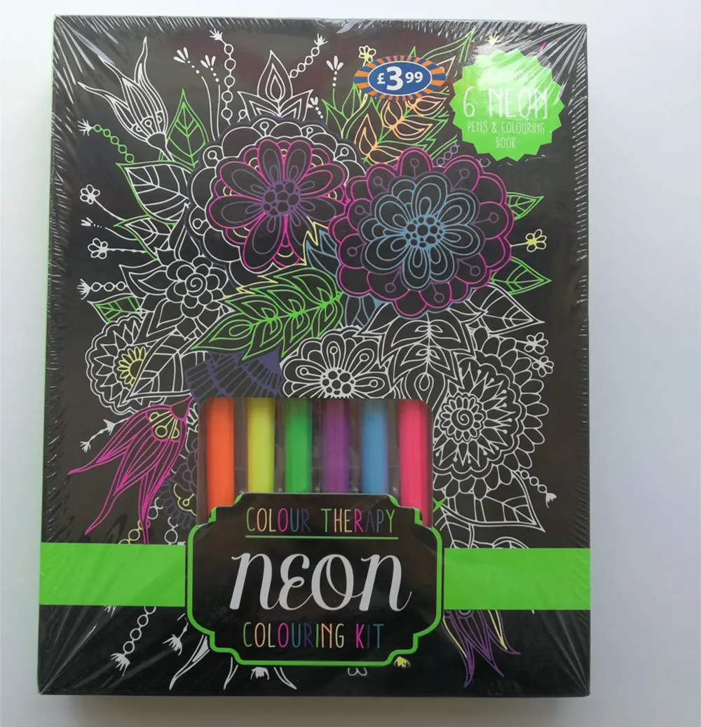 6 Cái DIY Craft Phác Thảo Điền Bí Mật Vườn Sơn Tô Màu Cuốn Sách Kit Với Neon Pen