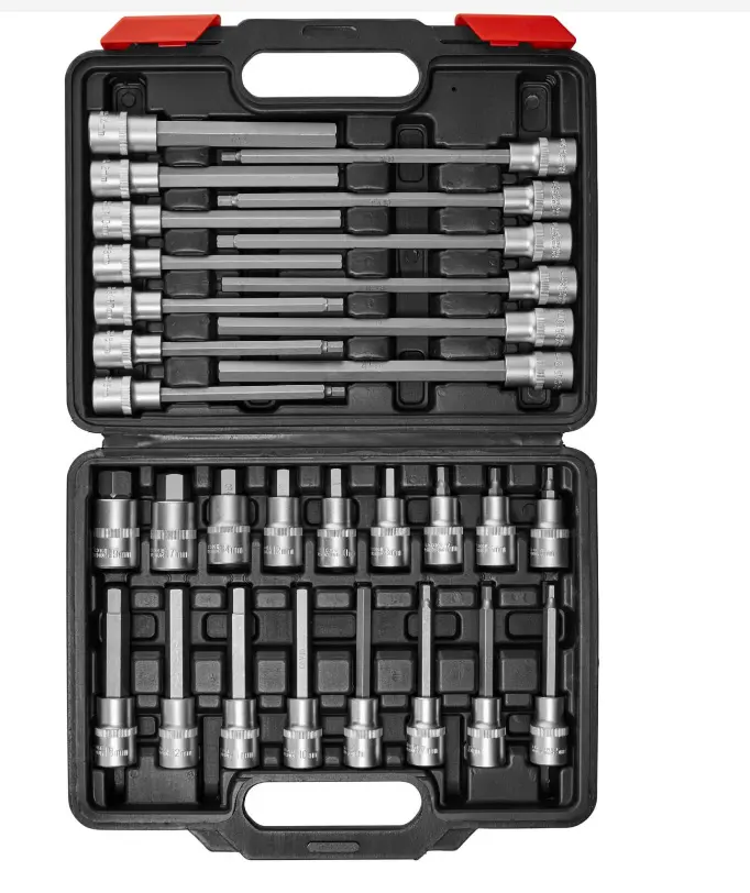 30pc 1/2 drive Hex Socket Bit Set Tool Box long short Screwdriver Bit Socket Kit Set