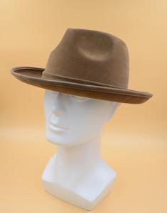 Chapeau Fedora de gangster, pisteur, espion, en cuir artificiel de luxe, imitation daim brun, MH-3058, pour fête d'Halloween - Product Image 3