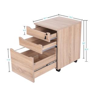 Excepto ruedas tamaño de la letra/A4 roble 3 cajón de madera gabinete de archivos móvil - Product Image 6