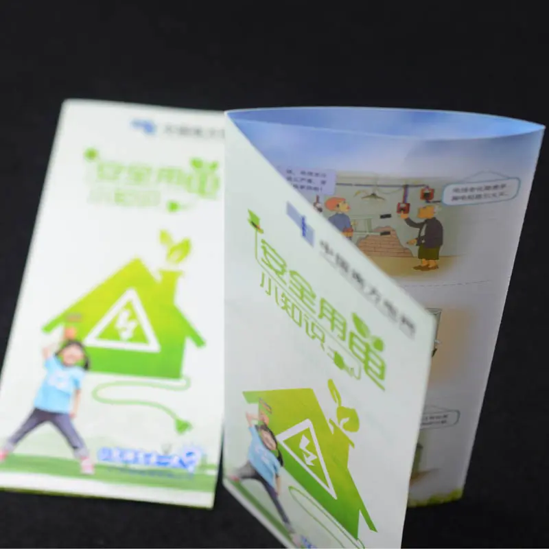 high quality colorful printing glooey or matte lamination for brochure factory price promotional fold brochure, leaflet