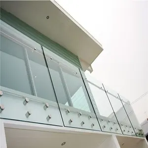 Design semplice per balcone veranda in acciaio inox distanziatori parapetti in vetro senza telaio in vetro