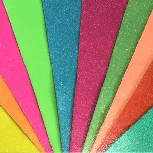 Kain Kulit Sintetis Imitasi PU Glitter Halus Glitter Halus Warna Terang Neon untuk Membuat Sepatu/Tas/Aksesori DIY/Sabuk