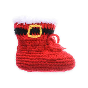 2018 Rouge Bébé <span class=keywords><strong>Crochet</strong></span> <span class=keywords><strong>De</strong></span> Noël Enfant Chaussures À La Main Unisexe Bébé Chaussons - Product Image 4