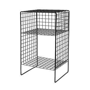 Estilo nórdico 2 niveles estantería de malla de alambre negro red paneles esquina estante de libro - Product Image 1