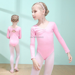 Grosir Kualitas Tinggi Murah Katun Anak Perempuan Lengan Panjang Balet Leotards Merah Muda - Product Image 1