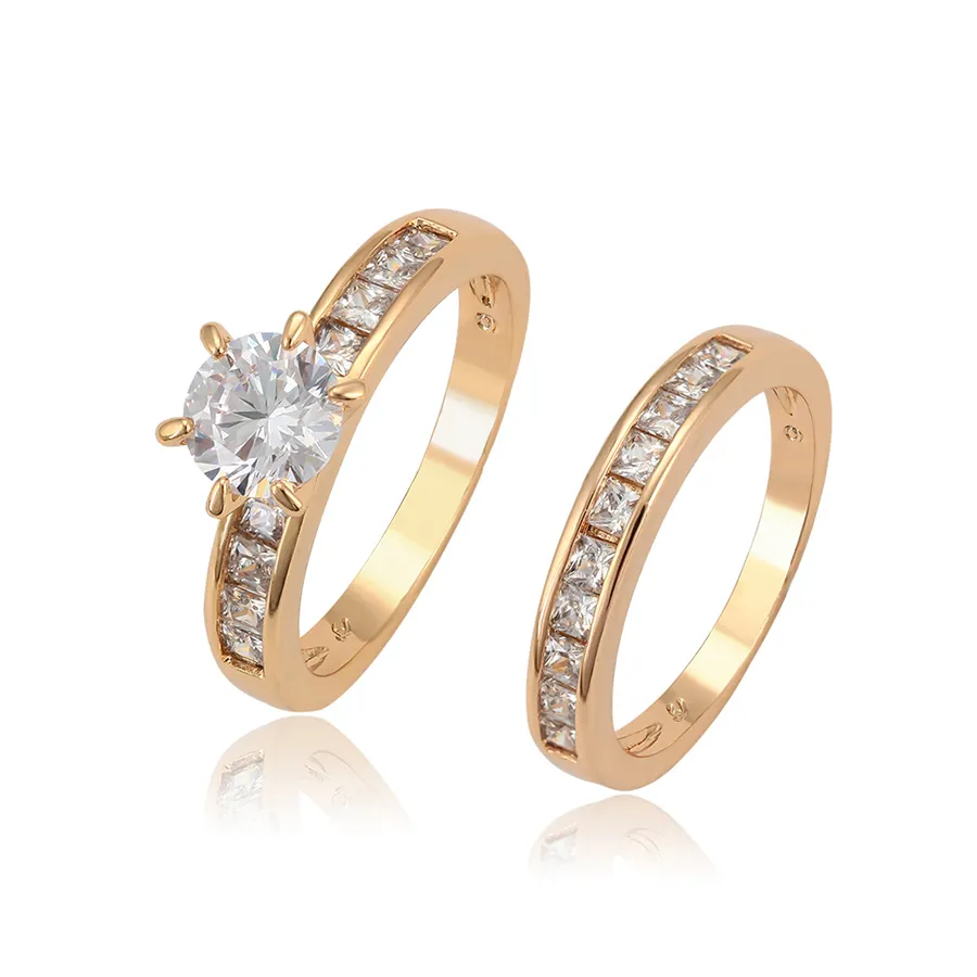 12888 xuping anello di fidanzamento, gioielli di moda coppia fedi nuziali, oro 18k diserbo anello