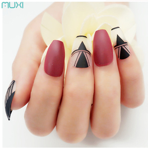 <span class=keywords><strong>Faux</strong></span> Ongles Cercueil Forme avec Des Conceptions <span class=keywords><strong>Mat</strong></span> 24 Pièces Ongles Artificiels - Product Image 2