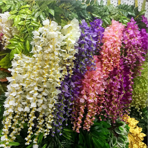<span class=keywords><strong>Fleurs</strong></span> artificielles de glycine en tissu réaliste faites à la main pour la décoration de mariage - Product Image 3