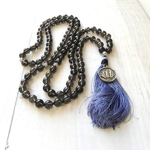 Meditación de Yoga Estilo de vida de cuarzo ahumado Natural collar de piedras 8mm mala 108 cuentas anudada a mano de la joyería de la pulsera - Product Image 3