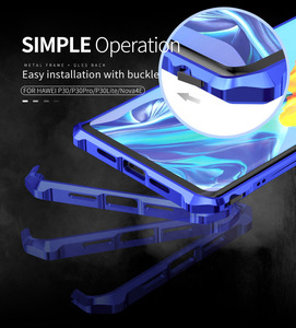 Per <span class=keywords><strong>Huawei</strong></span> <span class=keywords><strong>P30</strong></span> <span class=keywords><strong>lite</strong></span> custodia in metallo cornice in metallo 9H cover posteriore in vetro temperato per telefono