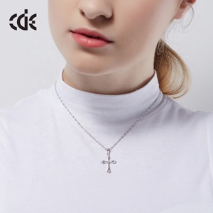 Kitô giáo đồ trang sức tôn giáo 925 sterling Silver <span class=keywords><strong>Cross</strong></span> Necklace với Zircon Rhodium mạ Chuỗi liên kết cho các bên và quà tặng - Product Image 5