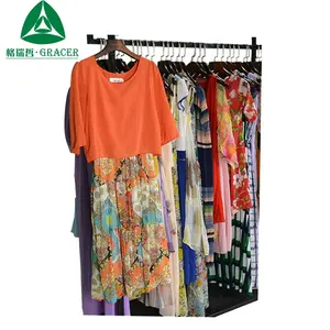 Wholesale High Quality Women's Silk Dress Summer Colorful Dress for Adults Used Clothing Bundled and Packaged in Bales