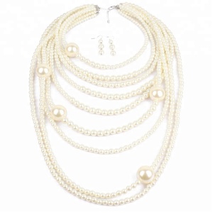 Mujer de moda collar grueso salvaje Ropa Accesorios Multi-capa larga cadena collar de perlas conjunto - Product Image 2