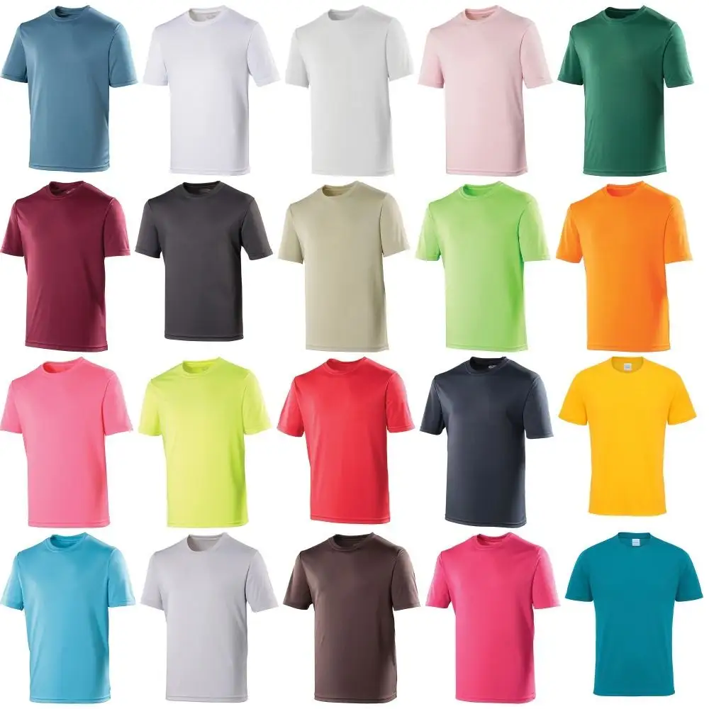 T-shirt pour hommes, 100% Polyester, personnalisé, avec impression Interlock, à couleur unie, vente en gros, collection