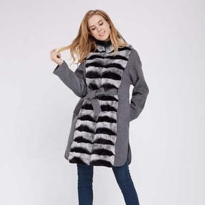 Nuevo diseño de las mujeres de doble cara abrigo de lana con Chinchilla Color - Product Image 3
