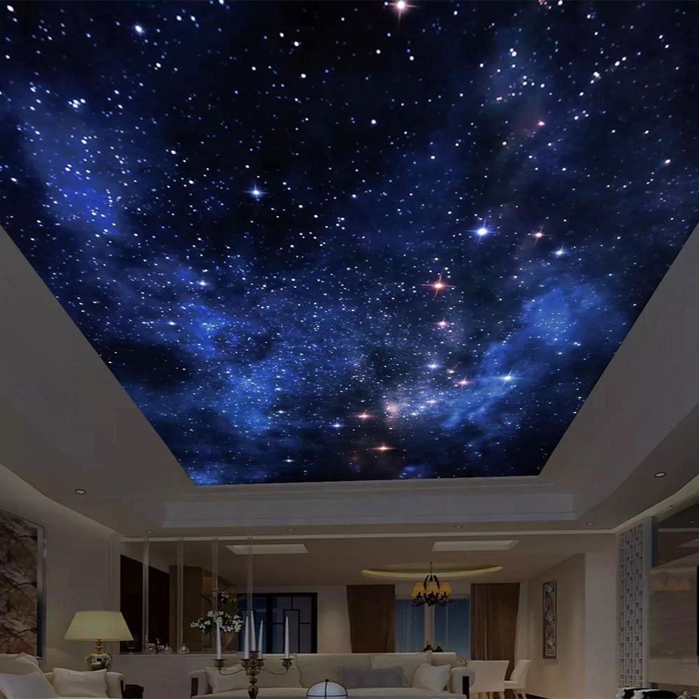 Galáxia espaço estrelado pop céu noturno pvc, design de teto estiramento, painel de parede e teto, efeito 3d, filme de teto