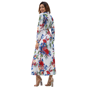 Usine fabricant YILEYA femmes robe fleurs dames manches longues robes chic décontracté floral robe maxi - Product Image 5