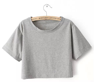 Femmes <span class=keywords><strong>blanc</strong></span> 100% coton sexy <span class=keywords><strong>crop</strong></span> <span class=keywords><strong>top</strong></span>/en vrac de haute qualité usine prix fille t-shirt court - Product Image 3
