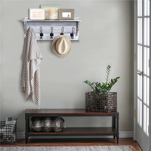 Estante de Entrada de Estilo Antiguo con Diseño Desmontable para Montar en la Pared, Perchero Rústico con Ganchos para Almacenamiento - Product Image 4