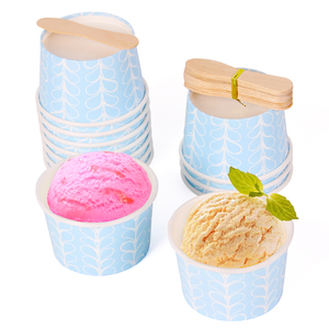 4OZ <span class=keywords><strong>jetable</strong></span> personnalisé imprimé papier bols de crème glacée avec cuillère <span class=keywords><strong>en</strong></span> <span class=keywords><strong>bois</strong></span>, couleur portable costume tasse - Product Image 4