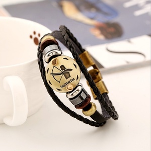 Hohe qualität 2 schicht aus echtem leder PU weben legierung schnalle schmuck armband - Product Image 2