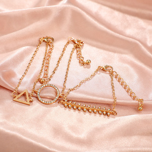 Encanto dama <span class=keywords><strong>de</strong></span> honor personalizado inicial 4 unids/set 18K <span class=keywords><strong>oro</strong></span> piedra natal hoja círculo pulsera para mujer - Product Image 5