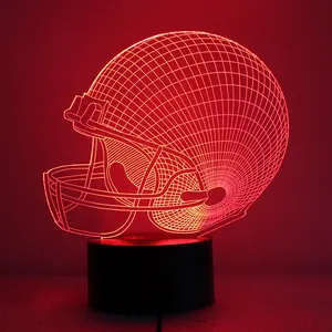 2024 niedliches Sport-Rugby-Geschenkzubehör 3D-LED-Lampe Fußballkappe 3D-Illusion USB-Tischlichtlampe