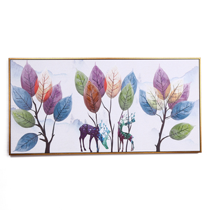 Flor y árbol barco edificio 5 pinturas rectángulo paisaje agua pintura de la lona arte de la pared - Product Image 2