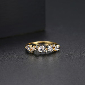 LUOTEEMI — bague en laiton plaqué or Rose pour filles, anneau pour femmes, en zircone cubique 3A, diamant délicat - Product Image 6