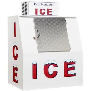 Front sloping commercial ice bags storage bin merchandiser refrigeration equipment