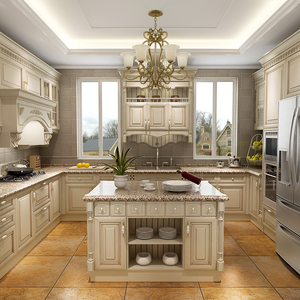Nuevo modelo antiguo madera de cerezo sólido gabinete de <span class=keywords><strong>cocina</strong></span> diseños - Product Image 1