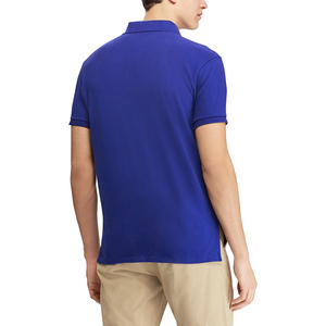 En blanco de Color azul ajuste personalizado dos cuello botones <span class=keywords><strong>desigual</strong></span> Split dobladillo Mans camiseta de Polo - Product Image 2