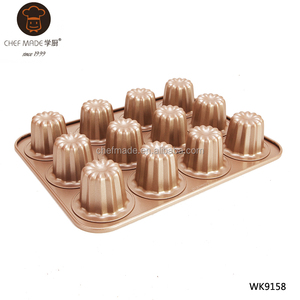 CUISSON EN ACIER AU CARBONE CHAMPAGNE OR 12 TASSE NON BÂTON CANNELE MOULE CUPCAKE PAN - Product Image 2