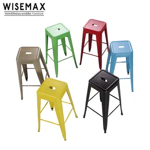 WISEMAX MOBILIÁRIO Industrial cadeiras vintage empilhável backless metal restaurante marais balcão bar fezes cadeira de jantar para venda