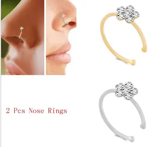 Bague de nez en cristal transparent, petite fleur fine, 1 pièce, anneau de clou, scintillant