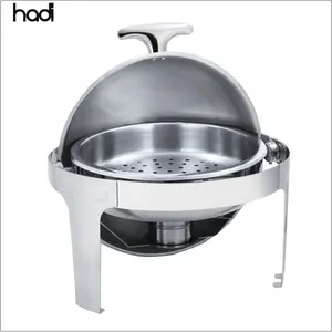 Guangzhou Hadi Chefs Stainless Steel round Roll-Up Chafing Dish Catering Equipment for Hotel Use Food Warmer Serveware