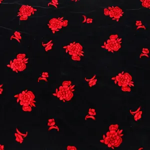 Black color flower floral pattern micro velvet 5000/9000 korean dubai stoff thin soft velvet velour fabric for abaya