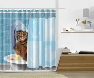 跨境定制数码印刷浴室定制浴帘