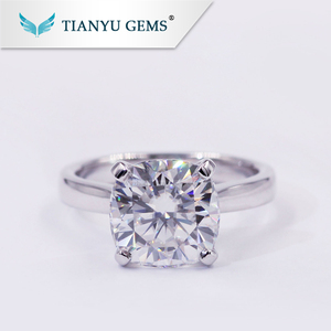 3ct incoloro DEF blanco cojín corte moissanite boda Anillos de Compromiso de 14 K 18 K joyas de oro blanco para mujer - Product Image 1