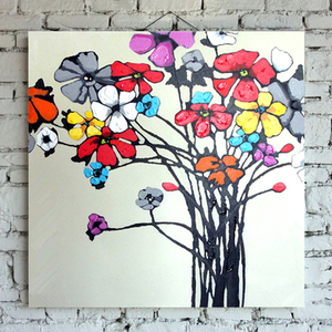 Dipinto Acrilico <span class=keywords><strong>su</strong></span> <span class=keywords><strong>Tela</strong></span> con Fiori Bianchi Astratti e Texture per Decorazione <span class=keywords><strong>Soggiorno</strong></span> - Product Image 5