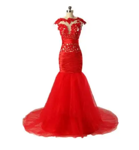 赤い成熟したセクシーなビーズBeiJingファッショントランペットマーメイドイブニングドレス中国製
