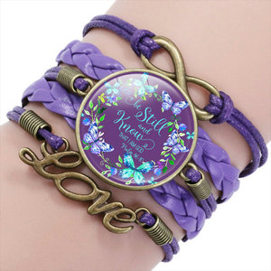 Clásico salmo encantos tejidos hechos a mano ronda <span class=keywords><strong>de</strong></span> cristal letra pulsera <span class=keywords><strong>Biblia</strong></span> cita regalo <span class=keywords><strong>de</strong></span> la joyería para cristiano - Product Image 2