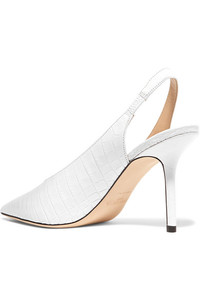 Scarpe da <span class=keywords><strong>donna</strong></span> con tacco alto a <span class=keywords><strong>spillo</strong></span> a punta in pelle di coccodrillo nuovo arrivo scarpe con Slingback - Product Image 4