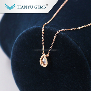 Tianyu gemas personalizado anillo colgante 14 K/18 k oro rosa 8*5,5mm pera aplastado las EIC corte anillo de compromiso de - Product Image 6