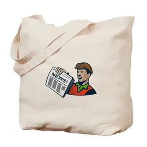 Toptan Ucuz Promosyon Fiyat Geri Dönüşümlü tuval gazete dağıtım askılı çanta
