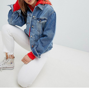 Service D'OEM dernière conception col borg femmes veste en jean en gros prix femmes veste en jean noir - Product Image 2